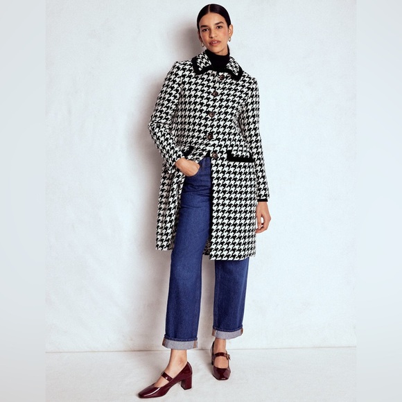 Boden Jackets & Blazers - NWT Boden Edinburgh Swing Coat in Black Dogstooth